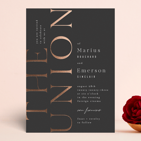 "Finley" - Wedding Invitations in Graphite by Kristie Kern - Front