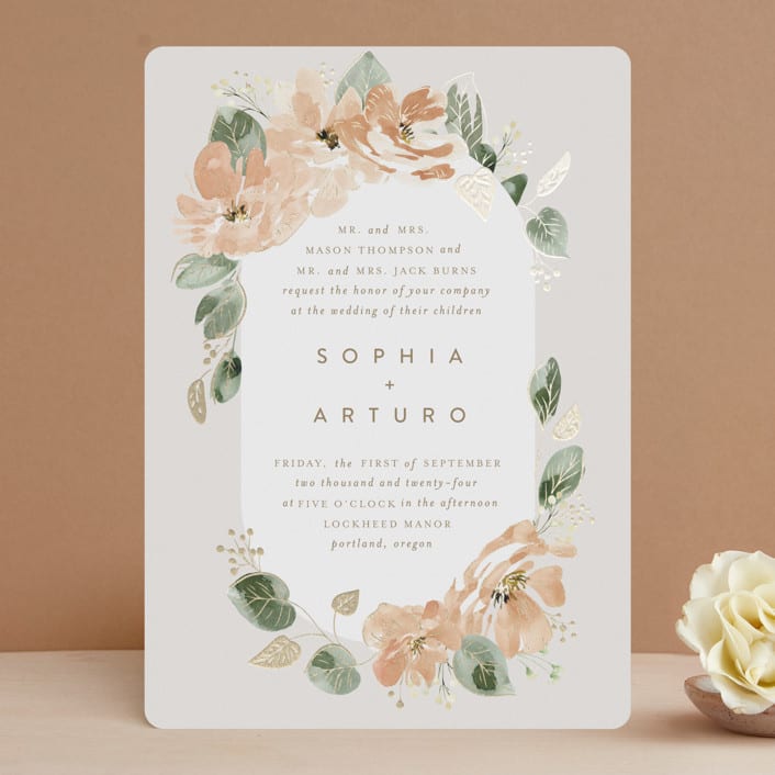"Bloom" - Wedding Invitations in Tea by Leah Bisch - Front
