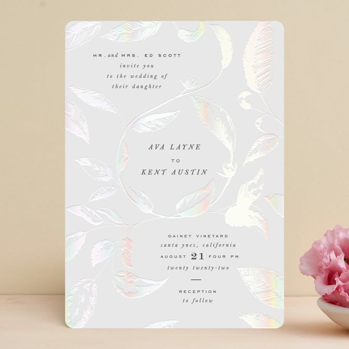 "Halcyon" - Gloss-Press® Wedding Invitations in Snow by Leah Bisch - Front