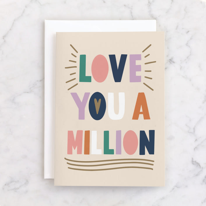 "Times Infinity" - Single Greeting Cards in Bubblegum by Angela Garrick - Front