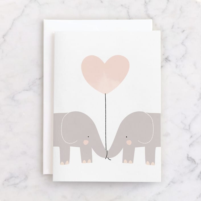 "Elephants" - Single Greeting Cards in Cotton by Lori Wemple - Front