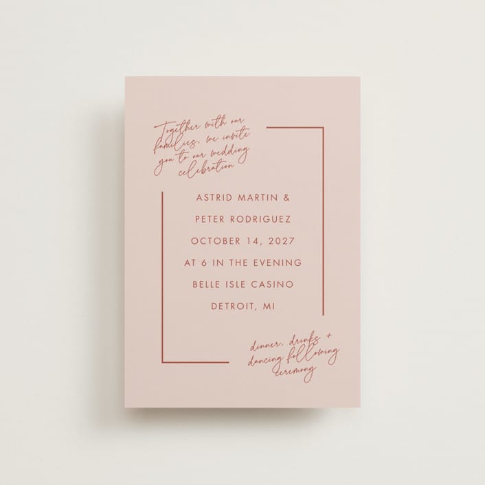 "Jot" - Wedding Invitations in Peach Cream by Snow and Ivy - Front