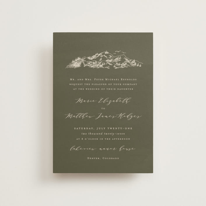 "into the mountains" - Wedding Invitations in Olive by Helen Halik - Front