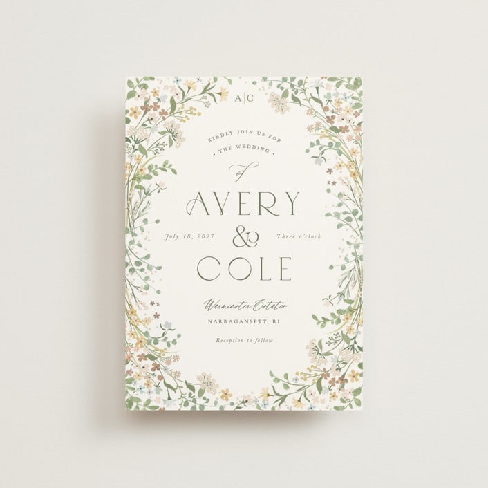"Avery" - Wedding Invitations in Lemongrass by Jennifer Wick - Front