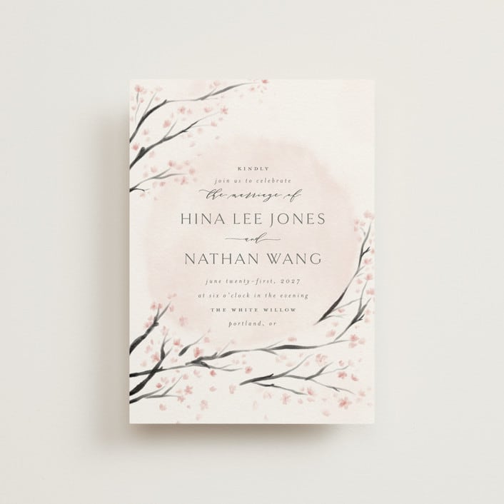 "Cherry Blossoms" - Wedding Invitations in Cherry Blossom by Stephanie Hawkes - Front