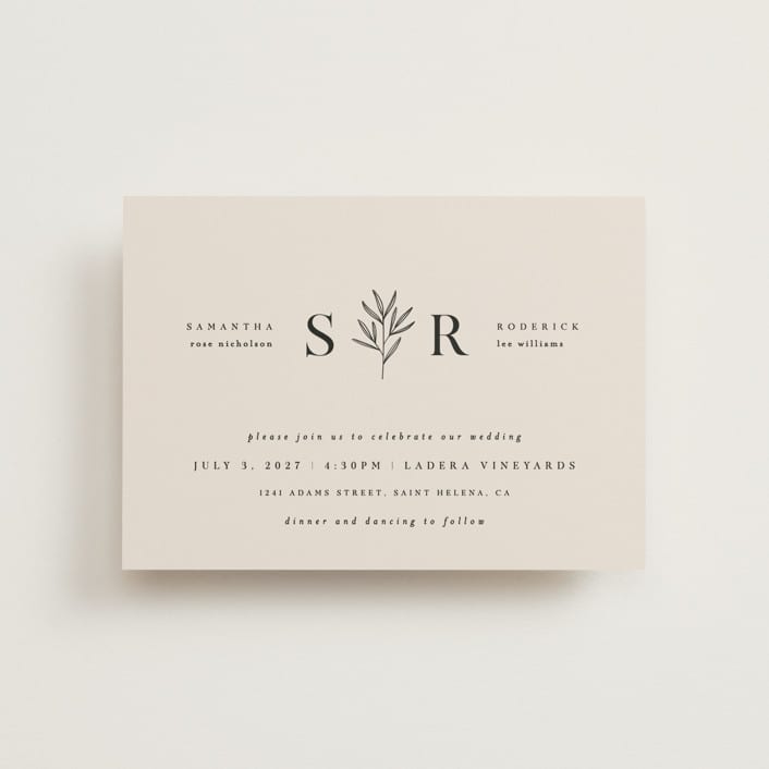 "Italia" - Wedding Invitations in Taupe by Kelly Schmidt - Front
