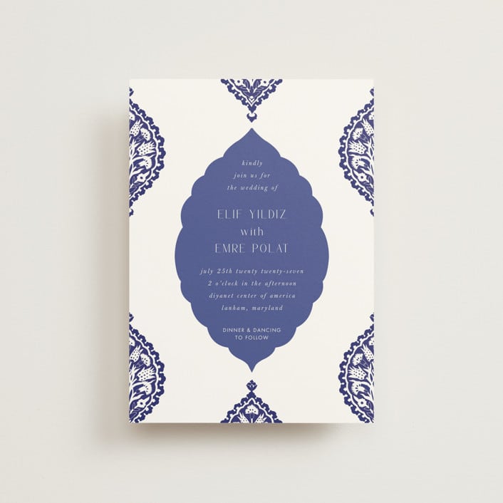 "Topkapi" - Wedding Invitations in Cobalt by Nazia Hyder - Front