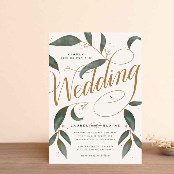 "Love Grows" - Wedding Invitations in Leaf by Leah Bisch - Front