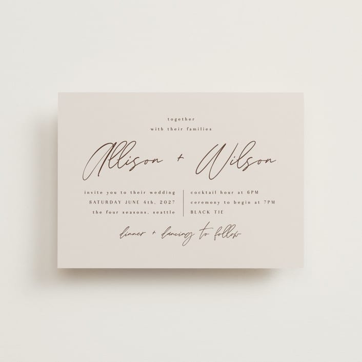 "Love Note" - Wedding Invitations in Ecru by AK Graphics - Front