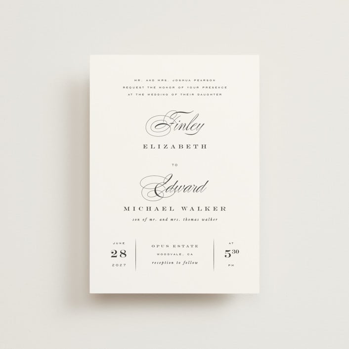 "Vow" - Wedding Invitations in Tuxedo by Leah Bisch - Front