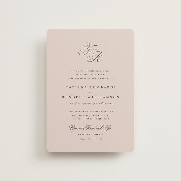 "Arch Monogram" - Wedding Invitations in Dusty Rose by Kelly Schmidt - Front