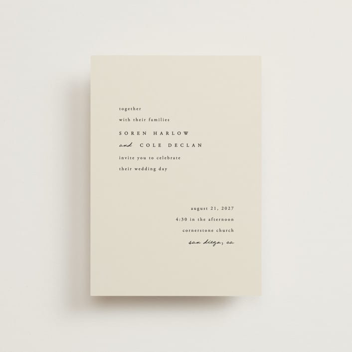 "Simply" - Wedding Invitations in Linen by Brianne Larsen - Front