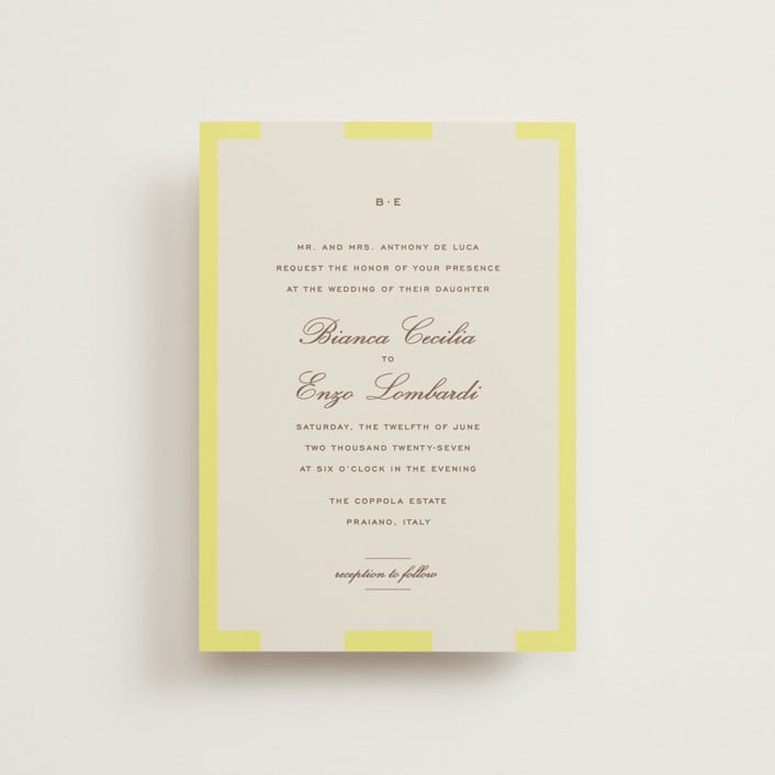 "Campania" - Wedding Invitations in Limone by Megan Davis - Front