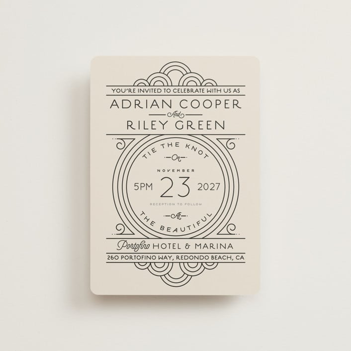 "Deco Nouveau" - Wedding Invitations in Cream by GeekInk Design - Front