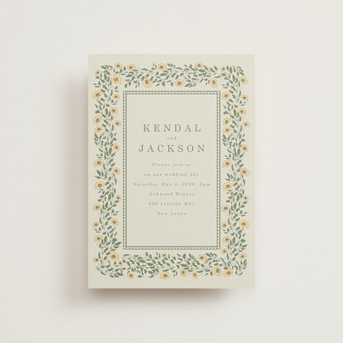 "Framed Floral" - Wedding Invitations in Mustard by Baumbirdy - Front