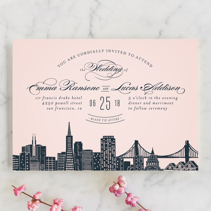 "Big City - San Francisco" - Wedding Invitations in Blush by Hooray Creative - Front