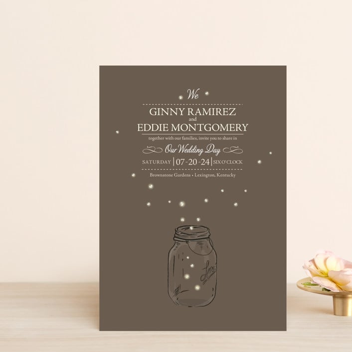 "Fireflies" - Wedding Invitations in Zuni Brown by Paige Rothhaar - Front