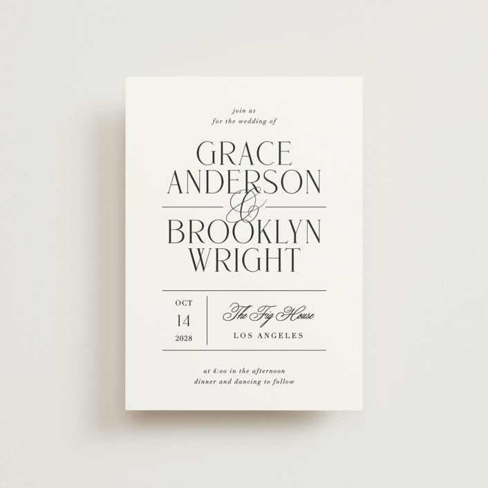 "Grand Scale" - Wedding Invitations in Caviar by Olivia Raufman - Front