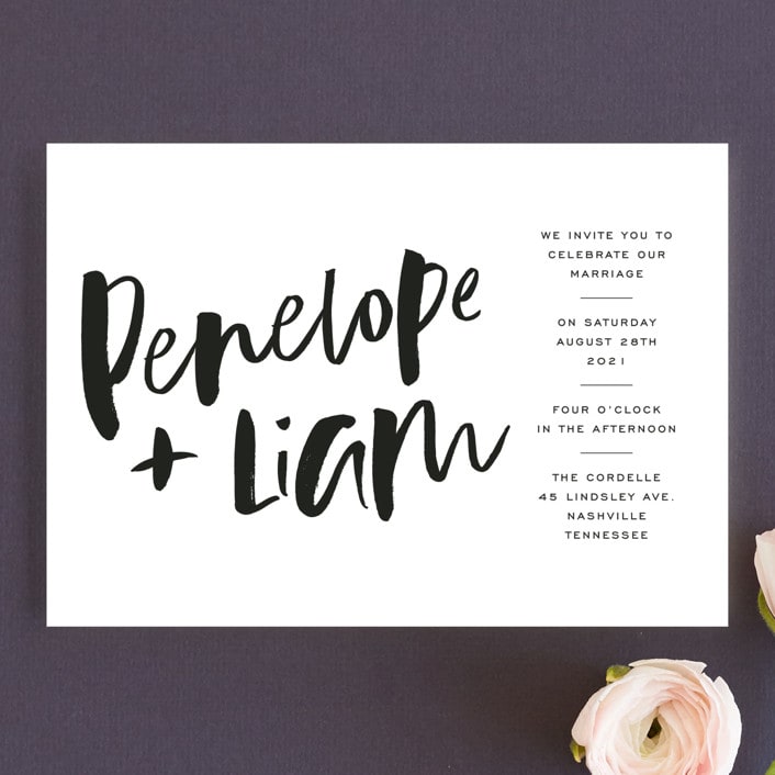 "Love Actually" - Wedding Invitations in Onyx by Design Lotus - Front