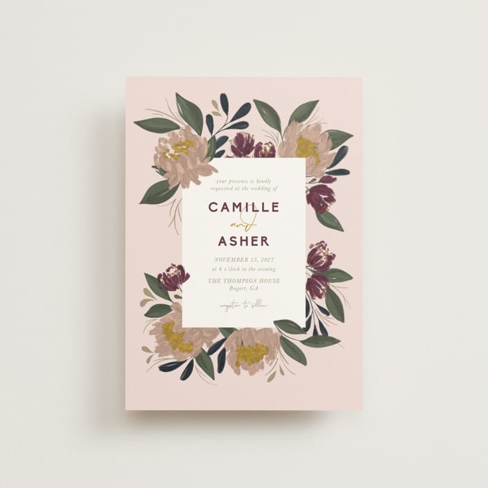 "Wild Peonies" - Wedding Invitations in Blush by Cindy Reynolds - Front