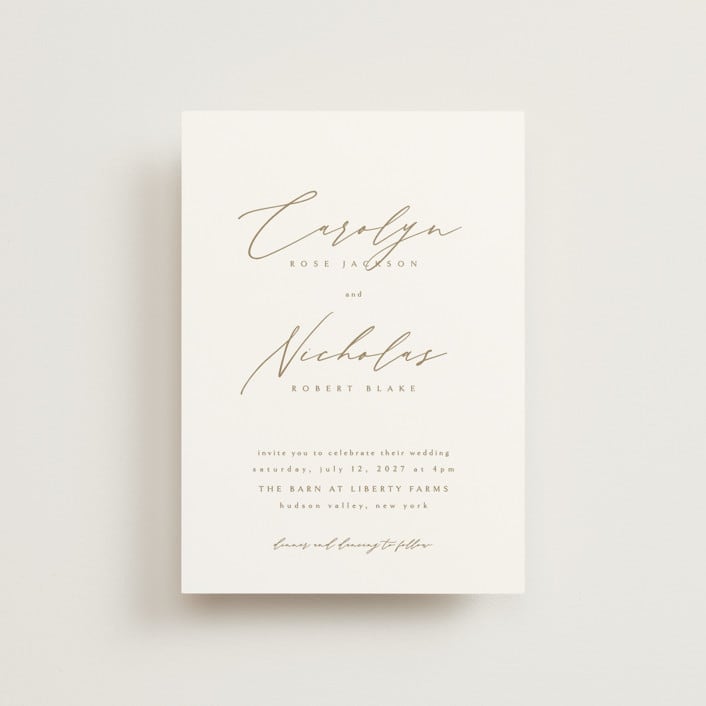 "Napa" - Wedding Invitations in Golden by Kelly Schmidt - Front