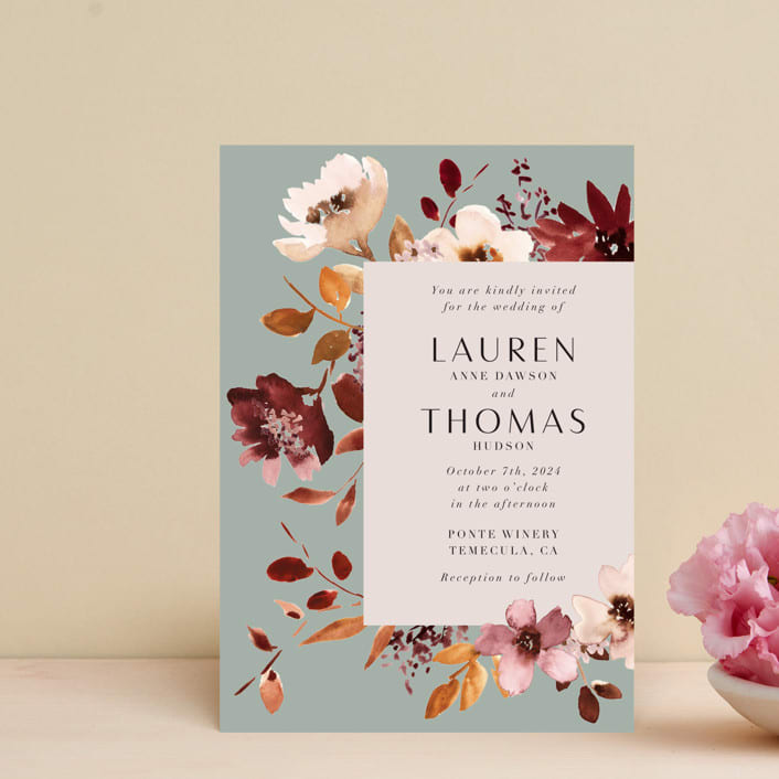 "Serenata" - Wedding Invitations in Sage by Petra Kern - Front