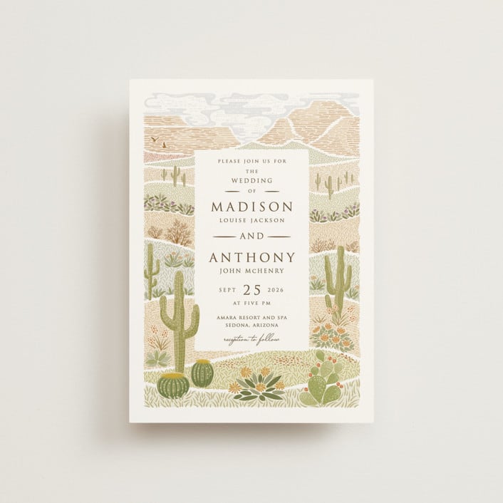 "Westward" - Wedding Invitations in Sandstone by Paper Sun Studio - Front