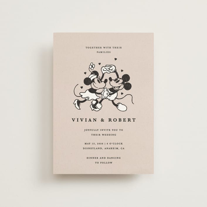 "Disney's Retro Mickey Mouse and Minnie Mouse" - Wedding Invitations in Retro by Sumak Studio - Front