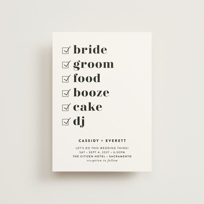 "Key Ingredients" - Wedding Invitations in Cotton by Christie Garcia - Front