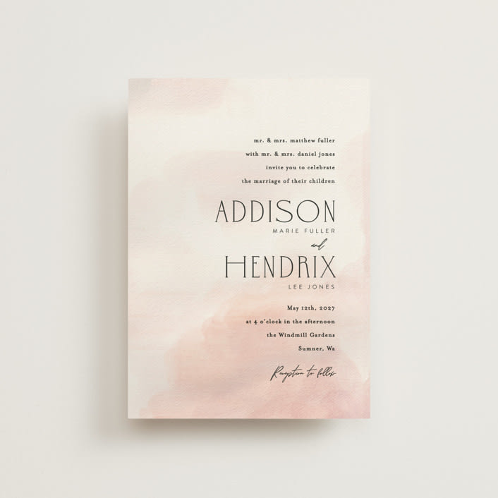 "First light" - Wedding Invitations in Blush by Itsy Belle Studio - Front