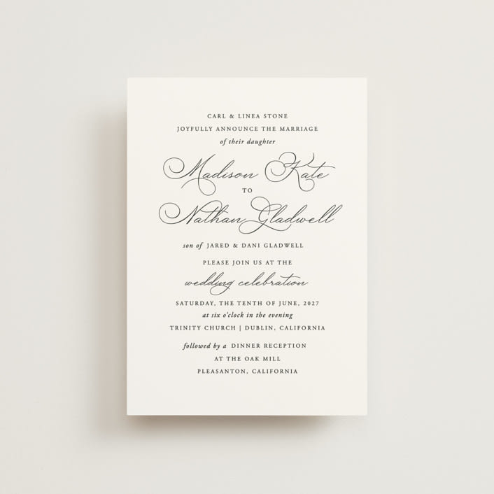 "Organza" - Wedding Invitations in Linen by Jill Means - Front