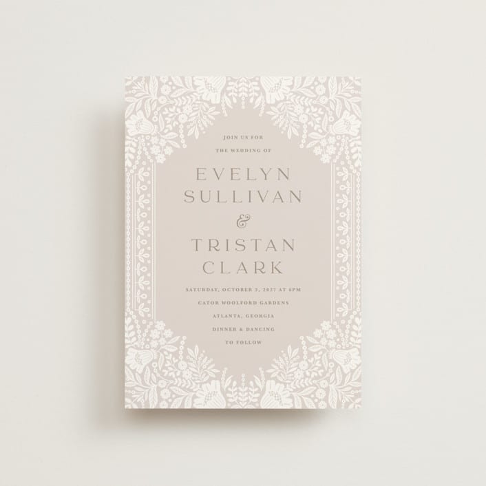 "Lace Trim" - Wedding Invitations in Cream by Kristen Smith - Front