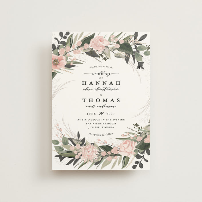 "Ivory Ring" - Wedding Invitations in Blush by Susan Moyal - Front