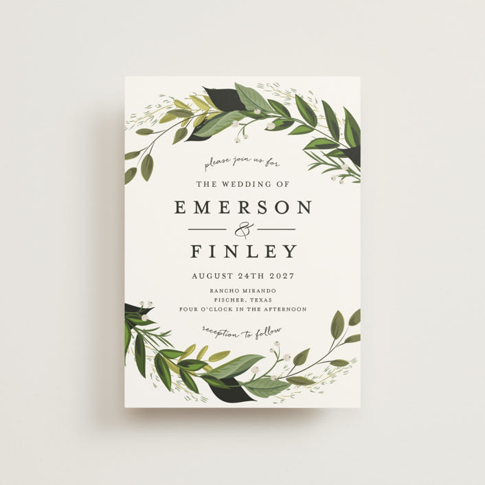 "Vines of Green" - Wedding Invitations in Fern by Susan Moyal - Front