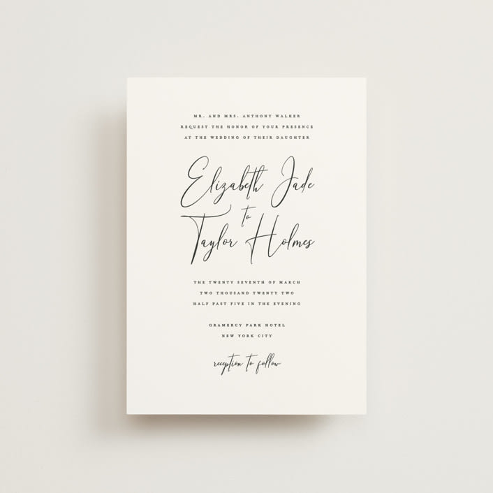 "Desire" - Wedding Invitations in Cotton by Jennifer Postorino - Front