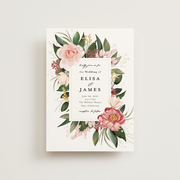 "Blossom" - Wedding Invitations in Blush by Susan Moyal - Front