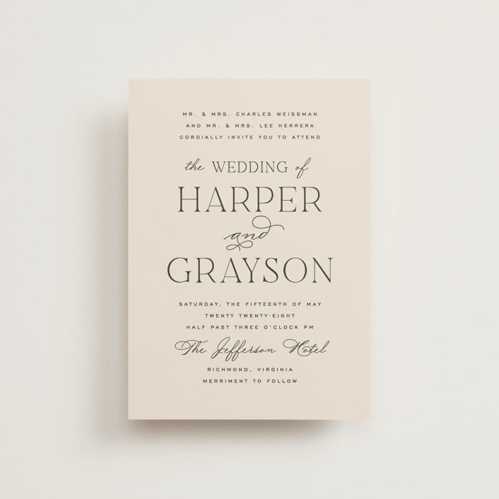 "Tendu" - Wedding Invitations in Creme by Carly Reed Walker - Front