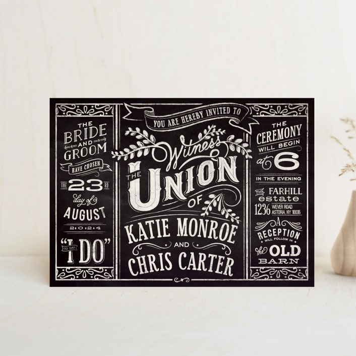 "Slated Forever" - Wedding Invitations in Chalkboard by GeekInk Design - Front