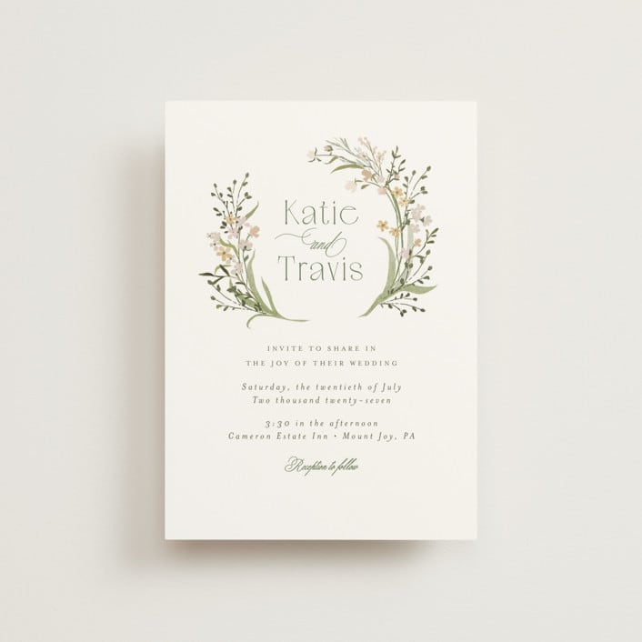 "delicate buds" - Wedding Invitations in Olive by Jennifer Wick - Front
