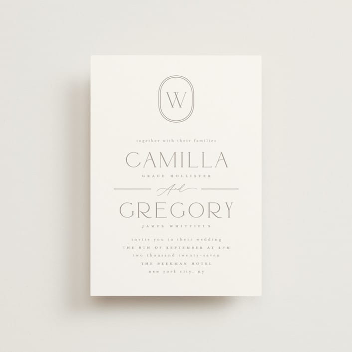 "The Hudson" - Wedding Invitations in Latte by Kristie Kern - Front