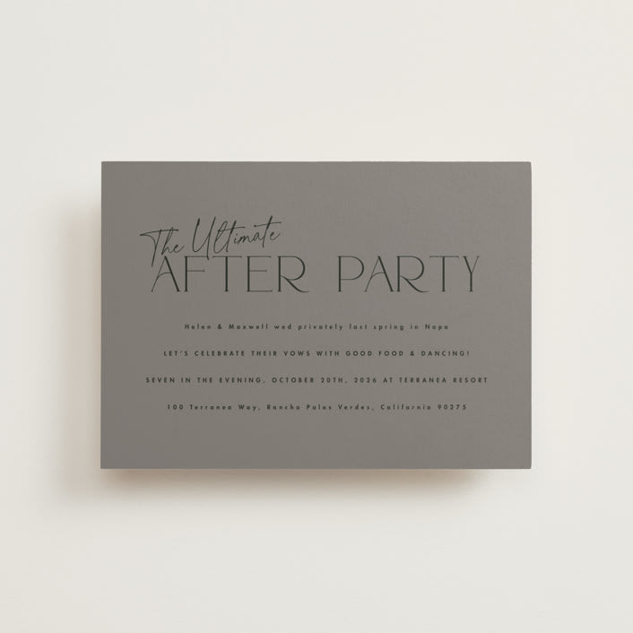 "The Ultimate After Party" - Wedding Invitations in Fog by Becky Nimoy - Front