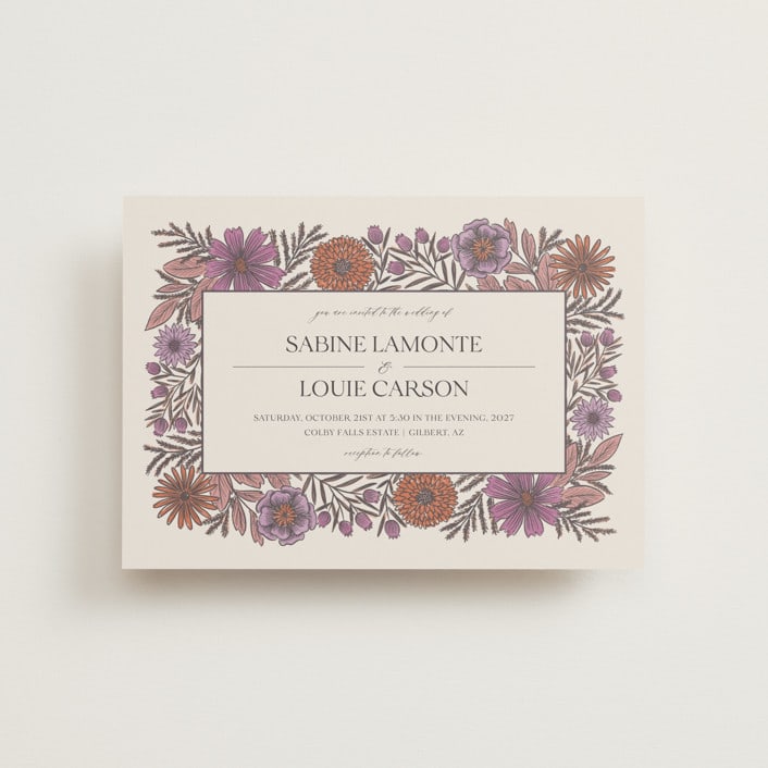 "Fleur" - Wedding Invitations in Sangria by Jen Owens - Front