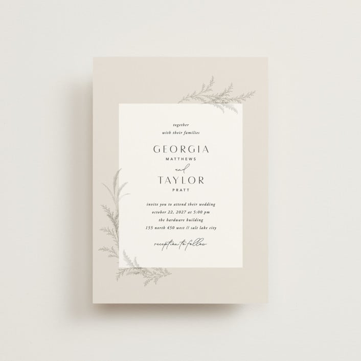 "Etched Frame" - Wedding Invitations in Eggshell by Robert and Stella - Front