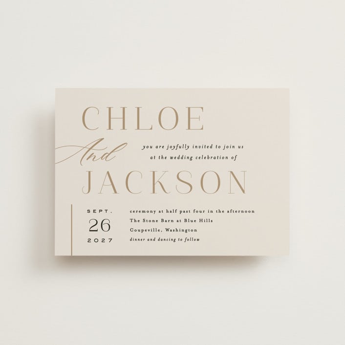 "Left Stack" - Wedding Invitations in Vanilla by Alethea and Ruth - Front