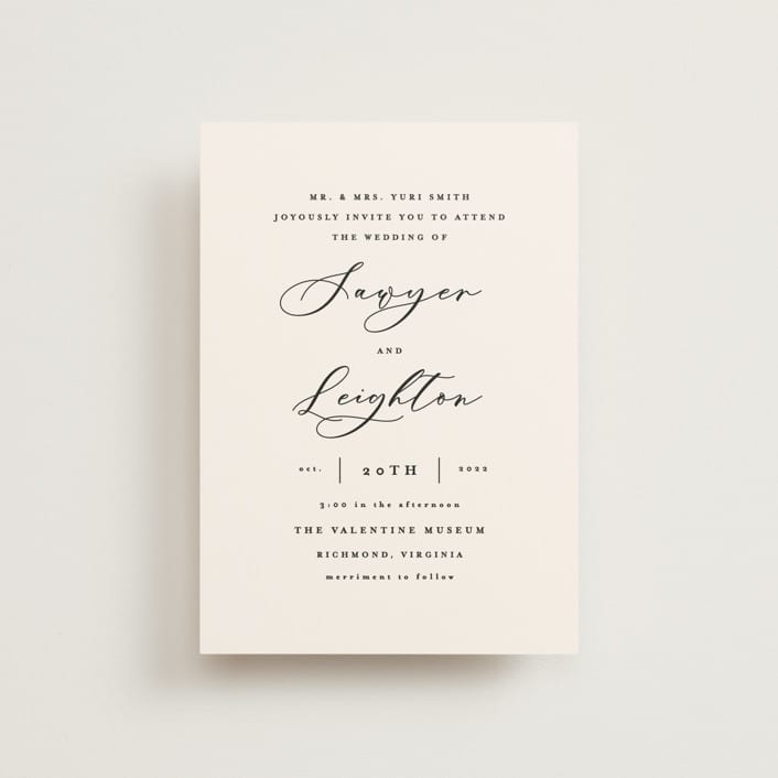 "Eternal" - Wedding Invitations in Ecru by Carly Reed Walker - Front
