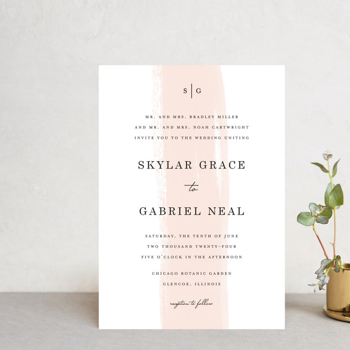 "Single Swath" - Wedding Invitations in Blush by Angela Marzuki - Front