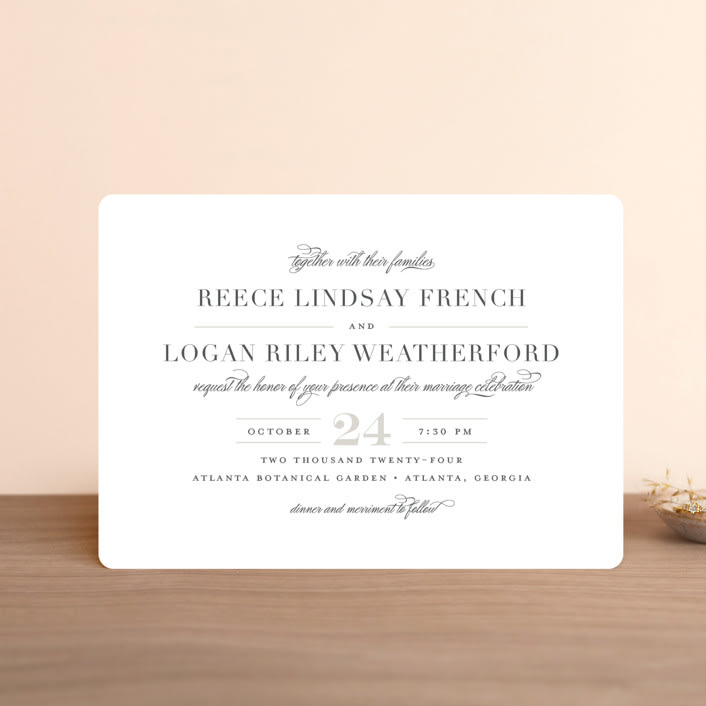 "Classical" - Wedding Invitations in Taupe by Jessica Williams - Front