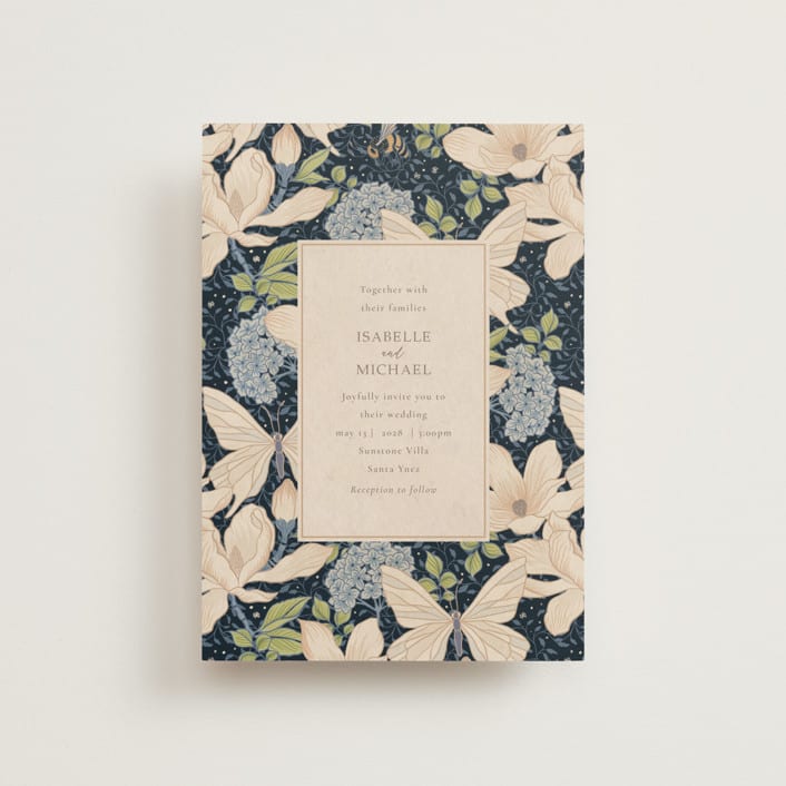 "Magnolias" - Wedding Invitations in Sky by Sabrin Deirani - Front
