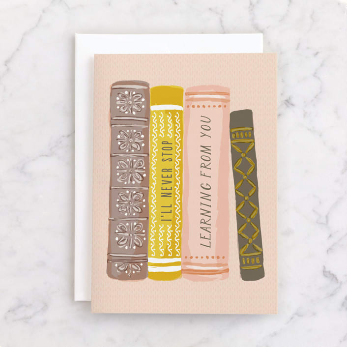 "Line the Shelves" - Single Greeting Cards in Blush by Shiny Penny Studio - Front