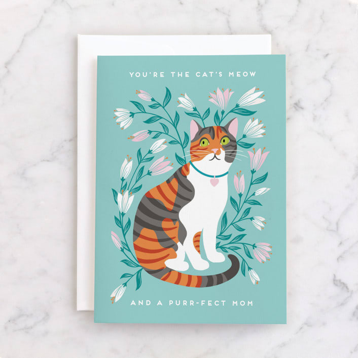 "Purr-fect Mom" - Single Greeting Cards in Mint by Jamie Alexander - Front